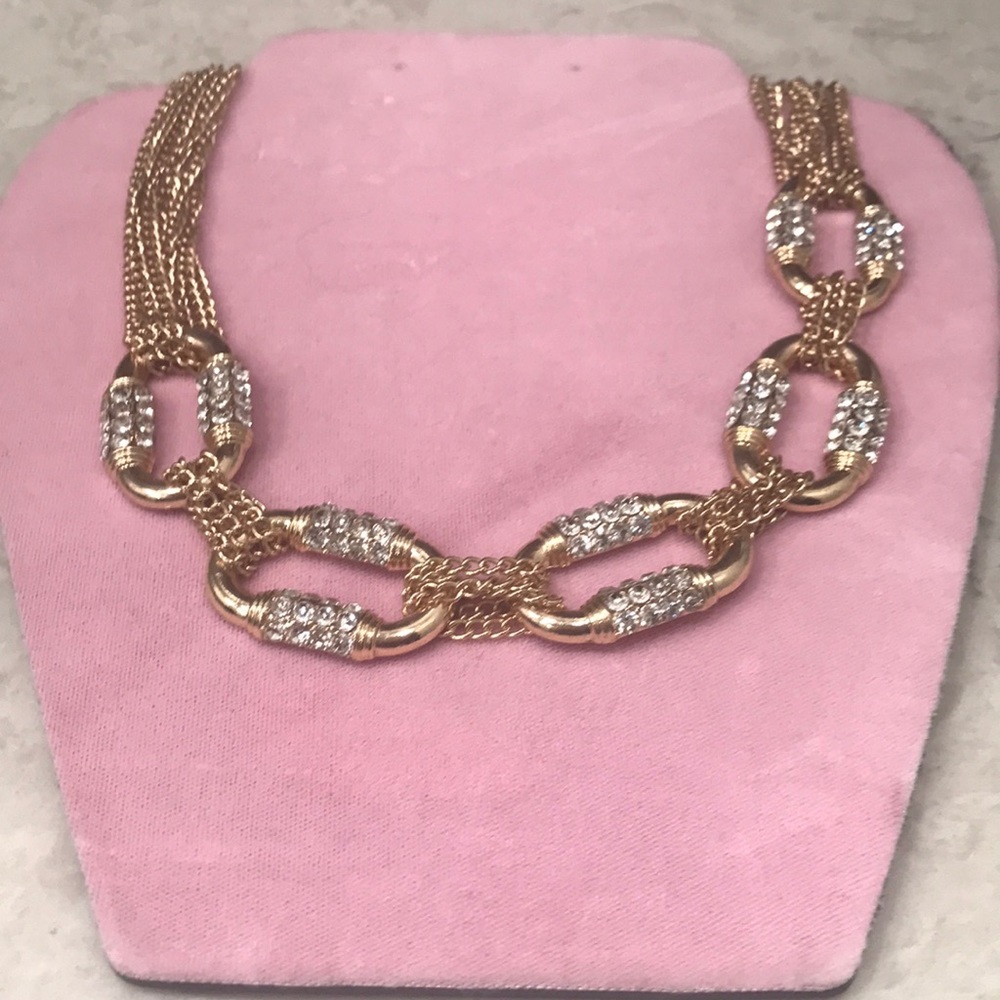 Faux gold and rhinestone necklace